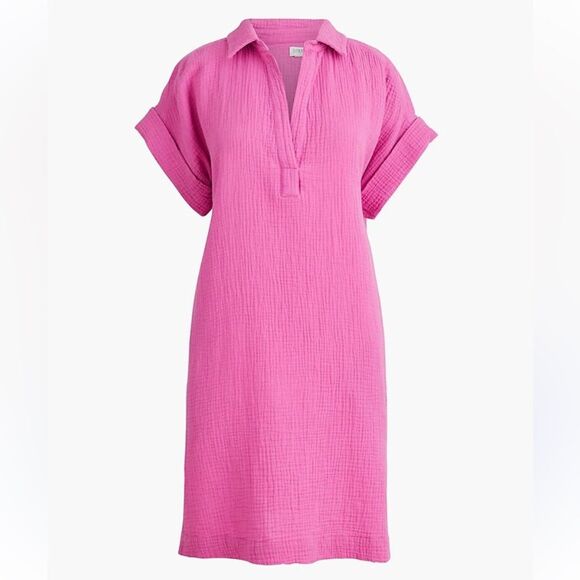 J.Crew Short-Sleeve Gauze Popover Dress with Pockets in Size Small - Picture 2 of 10